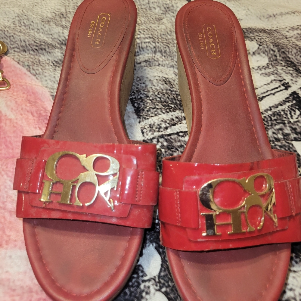 Used red Coach sandals